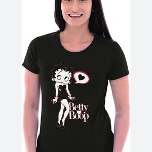 Betty Boop Black Tee with Red & White Graphic